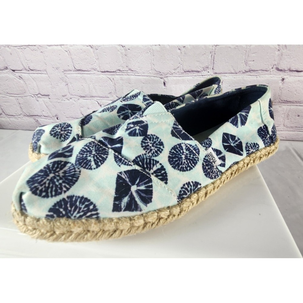 TOMS Women's Deconstructed Alpagarta Slip On Flats Casual Blue Batik Size 7.5
